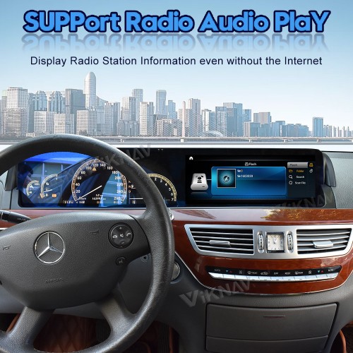 Viknav Android Hear Unit For Mercedes Benz S Class 2006-2013 12.3 Inch Touch Screen Car Radio With Wireless Carplay(Black-128GB)