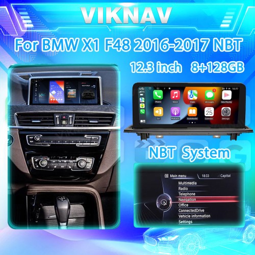 Viknav 12.3 inch Car Radio For BMW X1 F48 2016 2017 NBT System Wireless Multimedia Player GPS Navigation Android Auto Stereo Carplay 128GB