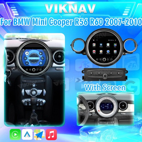 Viknav 9 Inch Screen Car Radio For BMW Mini Cooper R56 R60 2007-2010 Android System Navigation GPS Rear View Multimedia Player（Black CD With Screen 128GB）
