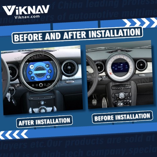Viknav 9 Inch Screen Car Radio For BMW Mini Cooper R56 R60 2007-2010 Android System Navigation GPS Rear View Multimedia Player（Black CD With Screen 128GB）
