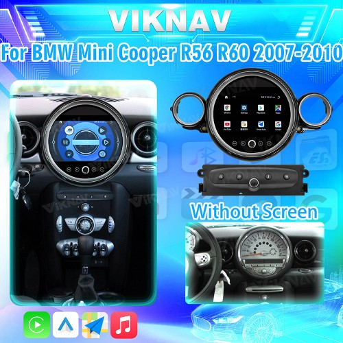 Viknav 9 Inch Screen Car Radio For BMW Mini Cooper R56 R60 2007-2010 Android System Navigation GPS Rear View Multimedia Player（Black CD Without Screen 128GB）