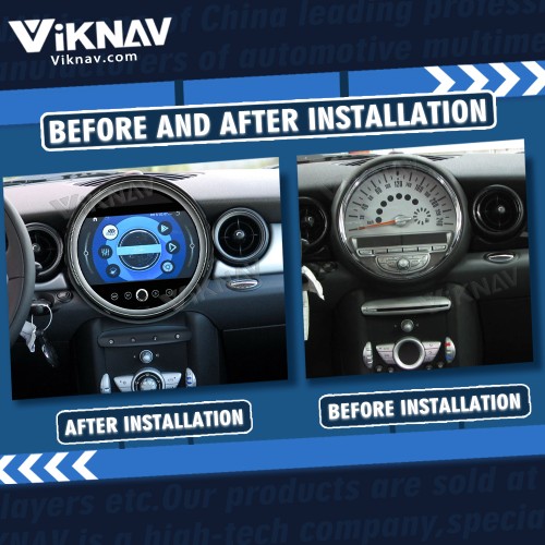 Viknav 9 Inch Screen Car Radio For BMW Mini Cooper R56 R60 2007-2010 Android System Navigation GPS Rear View Multimedia Player（Black CD Without Screen 128GB）