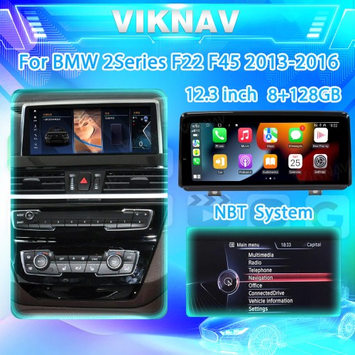 Viknav 12.3 inch Car Radio For BMW 2 Series F22 F45 2013-2016 MPV NBT System Android Auto GPS Navigation Wireless Carplay Multimedia Head Unit 128GB