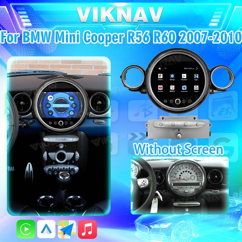 Viknav 9 Inch Screen Car Radio For BMW Mini Cooper R56 R60 2007-2010 Android System Navigation GPS Rear View Multimedia Player（Silver CD Without Screen 128GB）