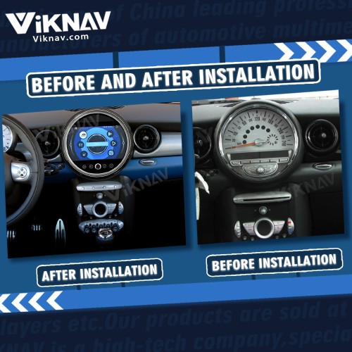 Viknav 9 Inch Screen Car Radio For BMW Mini Cooper R56 R60 2007-2010 Android System Navigation GPS Rear View Multimedia Player（Silver CD Without Screen 128GB）
