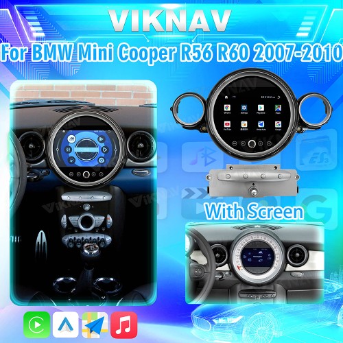 Viknav 9 Inch Screen Car Radio For BMW Mini Cooper R56 R60 2007-2010 Android System Navigation GPS Rear View Multimedia Player（Silver CD With Screen 128GB）