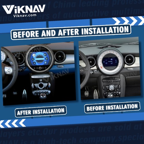 Viknav 9 Inch Screen Car Radio For BMW Mini Cooper R56 R60 2007-2010 Android System Navigation GPS Rear View Multimedia Player（Silver CD With Screen 128GB）