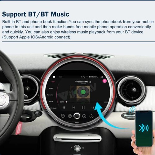 Viknav 9 Inch Screen Car Radio For BMW Mini Cooper R56 R60 2007-2010 Android System Navigation GPS Rear View Multimedia Player（Silver CD With Screen 128GB）
