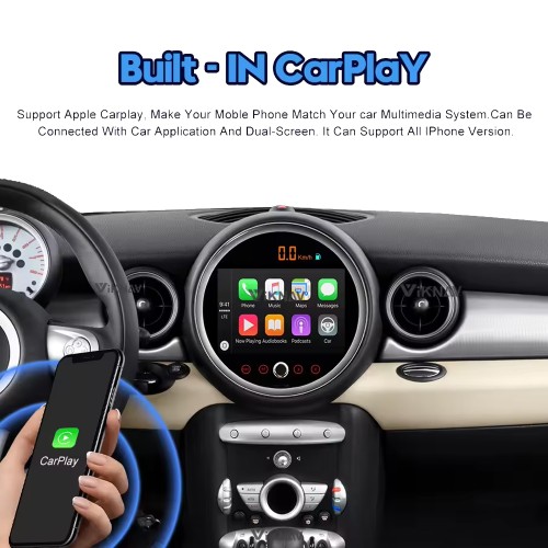 Viknav 9 Inch Screen Car Radio For BMW Mini Cooper R56 R60 2007-2010 Android System Navigation GPS Rear View Multimedia Player（Silver CD With Screen 128GB）