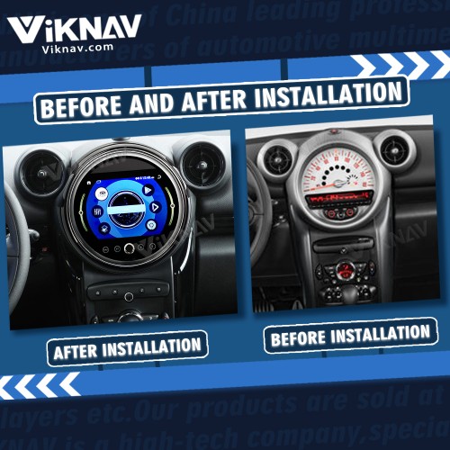 Viknav 9 Inch Screen Car Radio For BMW Mini Cooper R56 R60 2011-2014 Android System Navigation GPS Rear View Multimedia Player（Black CD Without Screen 128GB）