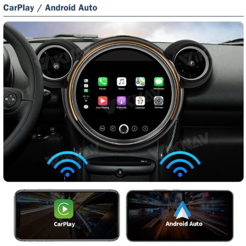 Viknav 9 Inch Screen Car Radio For BMW Mini Cooper R56 R60 2011-2014 Android System Navigation GPS Rear View Multimedia Player（Black CD Without Screen 128GB）