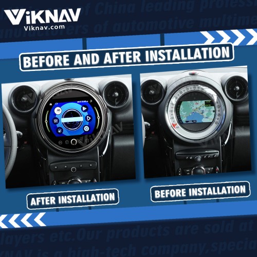 Viknav 9 Inch Core Screen Car Radio For BMW Mini Cooper R56 R60 2011-2014 Android System Navigation GPS Rear View Multimedia Player（Black CD With Screen 128GB）