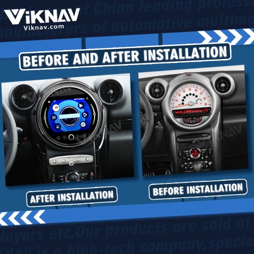 Viknav 9 Inch Screen Car Radio For BMW Mini Cooper R56 R60 2011-2014 Android System Navigation GPS Rear View Multimedia Player（Silver CD Without Screen 128GB）