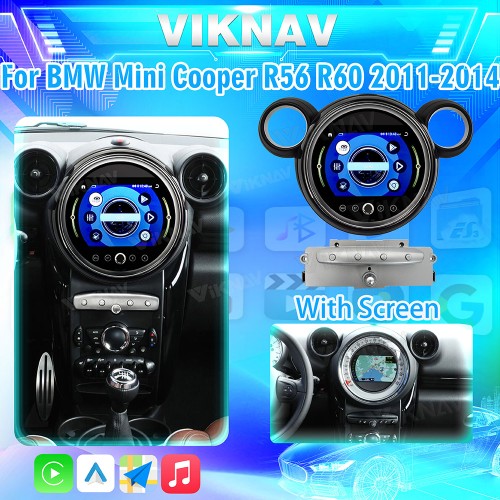 Viknav 9 Inch  Screen Car Radio For BMW Mini Cooper R56 R60 2011-2014 Android System Navigation GPS Rear View Multimedia Player（Silver CD With Screen 128GB）