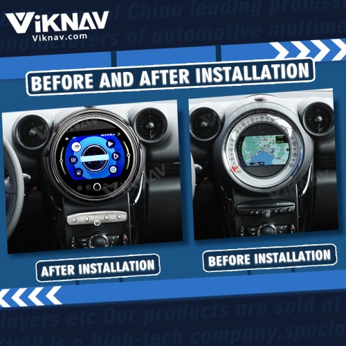 Viknav 9 Inch  Screen Car Radio For BMW Mini Cooper R56 R60 2011-2014 Android System Navigation GPS Rear View Multimedia Player（Silver CD With Screen 128GB）