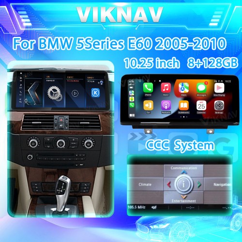 Viknav 10.25 inch Car Radio For BMW 5 Series E60 2005-2010 CCC System GPS Navigation Carplay Multimedia Player Android Auto 2Din 128GB