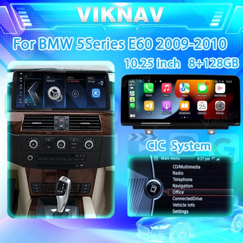 Viknav 10.25 inch Car Radio For BMW 5 Series E60 2009-2010 CIC System GPS Navigation Carplay Multimedia Player Android Auto 2Din 128GB