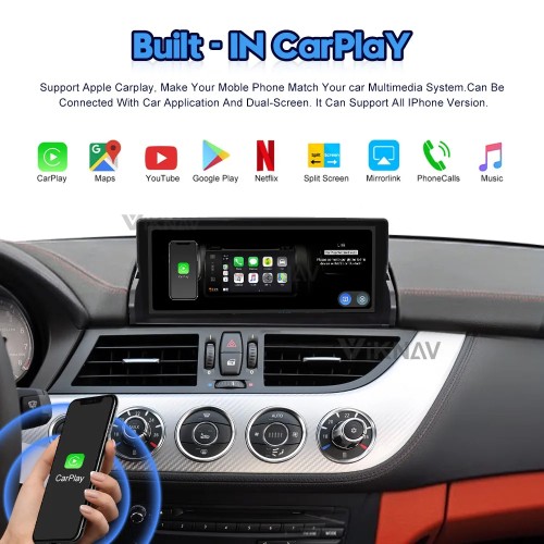Viknav 10.25 Inch Car Radio For BMW Z4 E89 2009-2018 Upgrade Auto Stereo Multimedia Player GPS Navigation Wireless Apple Carplay Head Unit Original Car Without Screen with Storage Box 128GB