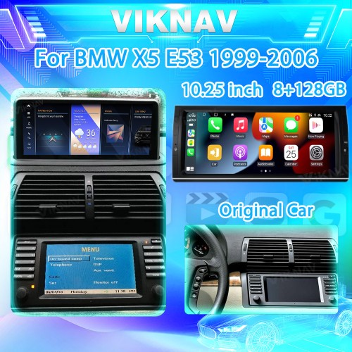 Viknav 10.25 Inch Car Radio For BMW X5 E53 1999-2006 Upgrade Auto Stereo Multimedia Player GPS Navigation Wireless Apple Carplay Head Unit 128GB