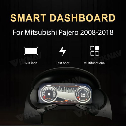 Viknav 12.3 Inch Digital Cluster Car Speedometer For Mitsubishi Pajero 2008-2018 Linux System Car Instrument Cluster Screen Instrument Replacement