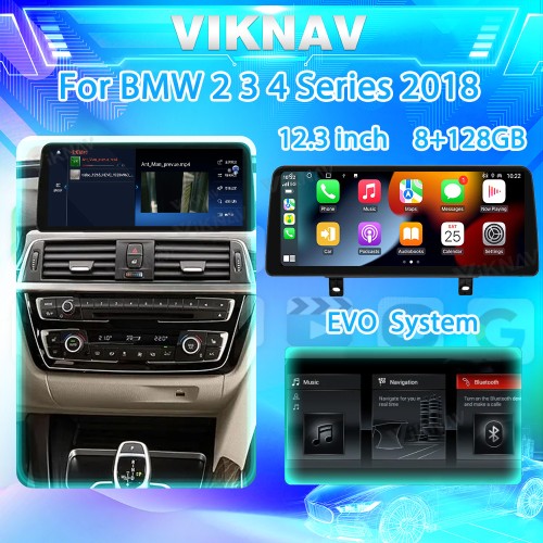 Viknav 12.3 inch Car Radio For BMW 2 3 4 Series 2018 EVO System GPS Navigation Wireless Android Auto Multimedia Player Head Unit 128GB