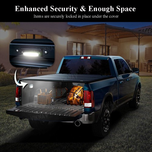 Viknav Hard Tri-Fold Tonneau Cover Replacement for Ford F-150 5.5/6.5 ft  Bed Truck Bed Matte Black Low Profile Waterproof Off Road Rack Ready Retractable Aluminum Pickup Tonneau Cover