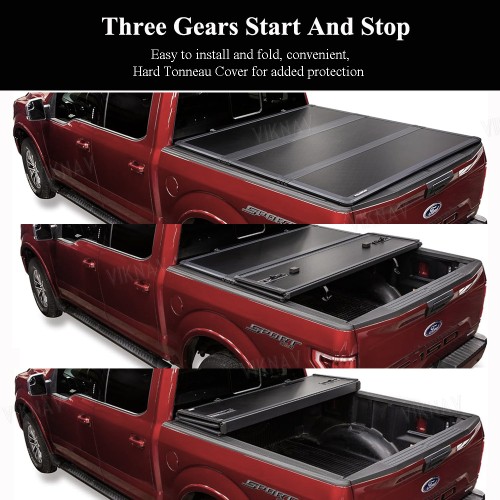 Viknav Hard Tri-Fold Tonneau Cover Replacement for Ford F-150 5.5/6.5 ft  Bed Truck Bed Matte Black Low Profile Waterproof Off Road Rack Ready Retractable Aluminum Pickup Tonneau Cover