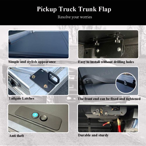 Viknav Hard Tri-Fold Tonneau Cover Replacement for Ford F-150 5.5/6.5 ft  Bed Truck Bed Matte Black Low Profile Waterproof Off Road Rack Ready Retractable Aluminum Pickup Tonneau Cover