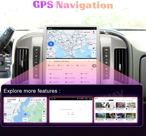 Viknav Ship From USA 14.4 Inch Android Radio Replacement For Chevrolet Silverado GMC Sierra 2014-2019 Head Unit Stereo Auto Multimedia Play GPS Navigation (OEM Radio With 4 or 8 Inch Screen)