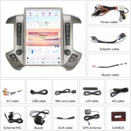 Viknav Ship From USA 14.4 Inch Android Radio Replacement For Chevrolet Silverado GMC Sierra 2014-2019 Head Unit Stereo Auto Multimedia Play GPS Navigation (OEM Radio With 4 or 8 Inch Screen)