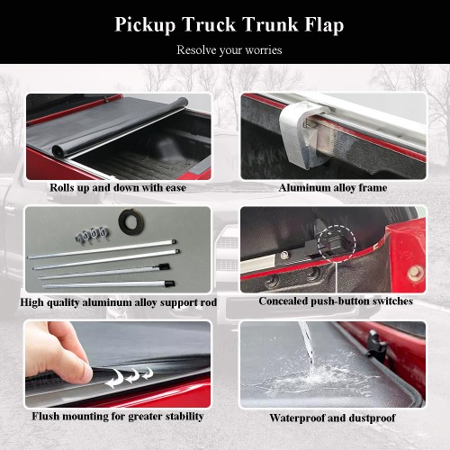 Viknav Soft Roll up Truck Bed Replacement for Ford F-150 5.5/6.5 ft Bed Waterproof Off Road Rack Ready Retractable Pickup Tonneau Cover