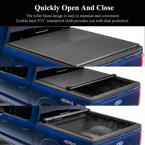 Viknav Soft Roll up Truck Bed Replacement for Ford F-150 5.5/6.5 ft Bed Waterproof Off Road Rack Ready Retractable Pickup Tonneau Cover