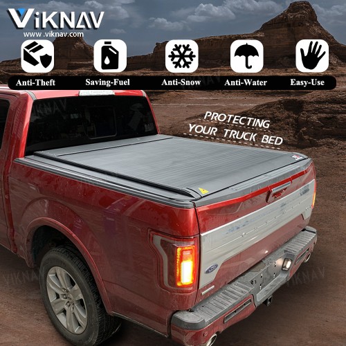 Viknav Automatic Retract Hard Tonneau Cover Fits Ford F-150 5.5/6.5 ft Truck Bed Matte Black Low Profile Waterproof Off Road Rack Ready Retractable Aluminum Pickup Tonneau Cover