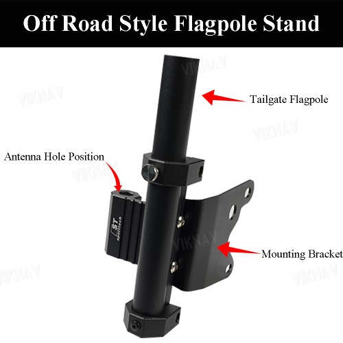 Viknav Truck Bed Flag Pole Holder Compatible For F150 2017-2020 2022 Aluminium Alloy Truck Bed Rail Flag Holder Kit No Drilling