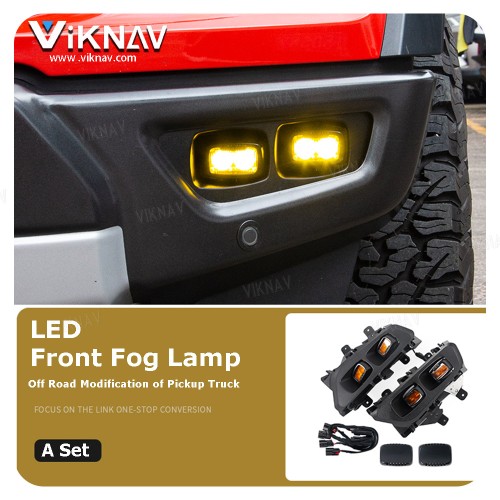 Viknav For 2021-2023 Ford F150 Raptor Front Bumper yellow LED Fog Light Signal Lamps 2P