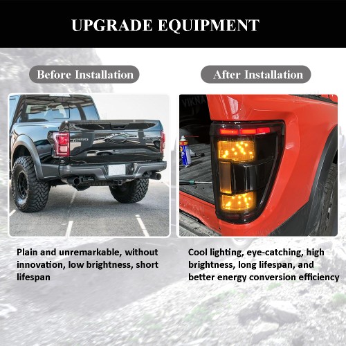 Viknav Truck Blaze Edition MP Tail Lights for 2021-2024 Ford Raptor F150 Tail Light Assembly Modification for MP Falcon Wing Blaze Edition Rear Brake and Turn Signal Lights