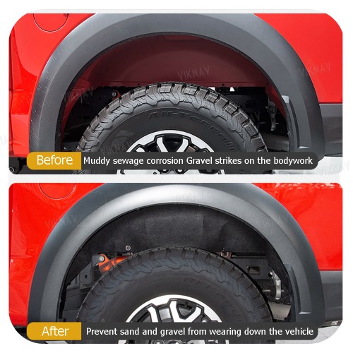 Viknav Fit for 2021-2024 F150 Raptor Wheel Well Liner Rear Wheel Well Guards mud Flaps for 2024 Ford F150 Accessories