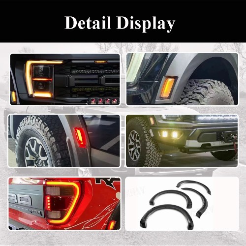 Viknav Truck MP Concepts Fender Flares for 2021-2024 Ford Raptor F150 Fender Flares with Integrated LED Lights
