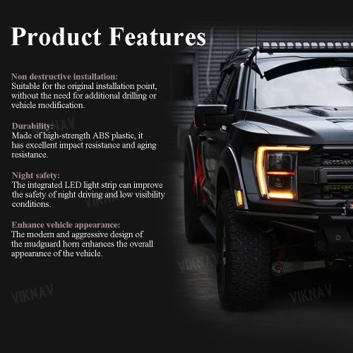 Viknav Truck MP Concepts Fender Flares for 2021-2024 Ford Raptor F150 Fender Flares with Integrated LED Lights