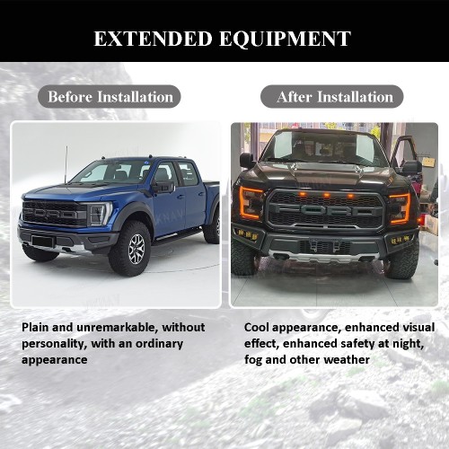 Viknav Front Bumper Foglamp Mount Brackets Replacement Cube and Fog Lamp Compatible For Ford F150 third-generation Raptor