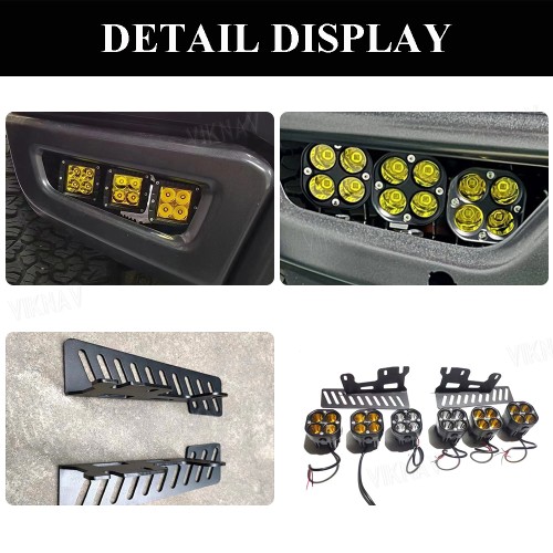 Viknav Front Bumper Foglamp Mount Brackets Replacement Cube and Fog Lamp Compatible For Ford F150 third-generation Raptor