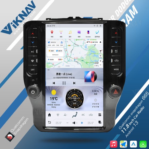 VIKNAV 11.8 Inch Touch Screen Car Radio For Dodge Ram 2020-2023 Android Multimedia Player Head unit(128GB)