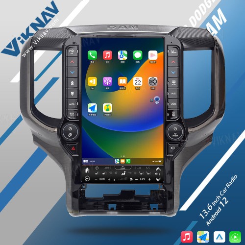 VIKNAV 13.6 Inch Android Head Unit For 2019-2024 Dodge Ram Car Stereo Radio GPS Navigation Carplay Multimedia Video Player (128GB)