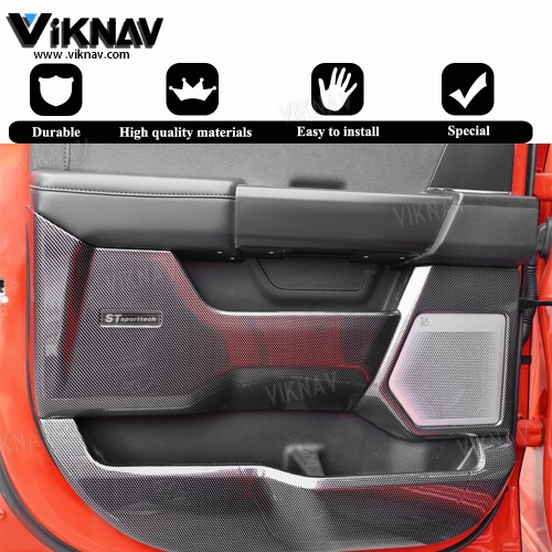 Viknav Car Door Anti Kick Pad for Ford F-150 F150 2015-2020 Accessories Carbon Fiber Style Leather Sticker Sill Protector Cover Edge Guard Side Mat Interior Dirty