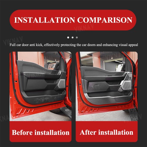 Viknav Car Door Anti Kick Pad for Ford F-150 F150 2015-2020 Accessories Carbon Fiber Style Leather Sticker Sill Protector Cover Edge Guard Side Mat Interior Dirty