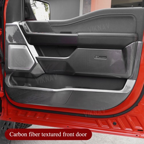 Viknav Car Door Anti Kick Pad for Ford F-150 F150 2015-2020 Accessories Carbon Fiber Style Leather Sticker Sill Protector Cover Edge Guard Side Mat Interior Dirty
