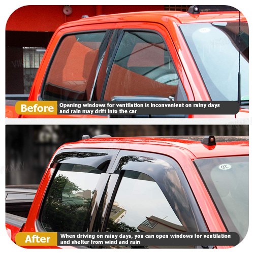ViknavTruck Window Deflector for 2015-2023 Ford F150 Rain Guards Compatible With Ford F150 Raptor Models- Custom Window Visors for F150 Pickup Off-Road Modification Parts