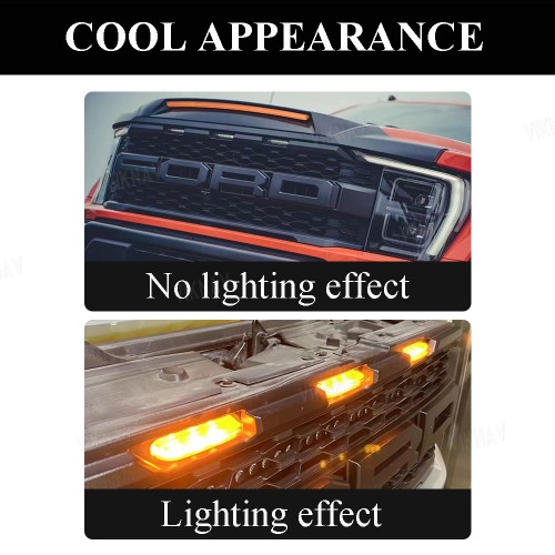 Viknav Suitable for 2021-2023 Raptor Ford F150 grille lights LED grille decorative lights dedicated daytime running lights and running lights