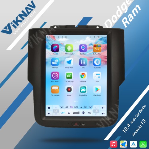 10.4 Inch Car Radio Upgrade for Dodge Ram 2013 2014 2015 2016 2017 2018 GPS Navigation Multimedia Player Wireless Carplay Head Unit (Ram-64GB )