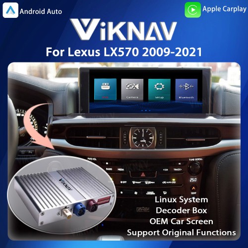 Viknav Linux System For Lexus LX570 2009-2021 Wireless Apple CarPlay Android Auto only support original car Screen